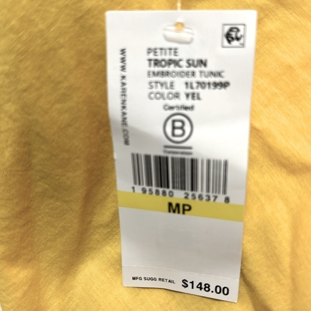 Karen Kane π― cotton voile tunic top. Embroidery.3/4 length sleeves. Size MP. - Picture 5 of 5